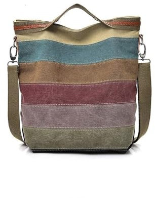 CVFAJI Damen-Umhängetasche, Leinenmaterial, Hobo-Handtasche, mehrfarbig, lässige Kuriertasche, Tragegriff oben, Crossbody-Tasche