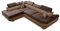 Robin Saturn Ecksofa mit Schlaffunktion Bettkasten 5 Verstellbare Kopfstützen 2 Kissen Sofa L-Form Schlafsofa Eckcouch Schlafcouch Wohnzimmermöbel Wohnlandschaft Links Schokolade Nougat