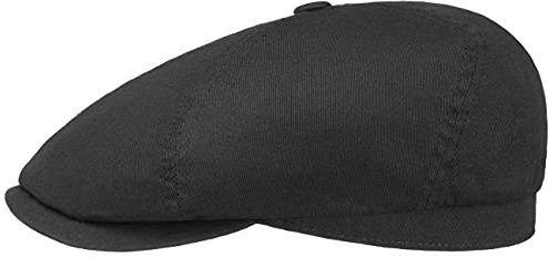 Stetson Cotton Twill Flatcap Herren - Aus 100% Baumwolle - Mit UV-Schutzfaktor 40+ - Gefüttert mit Baumwolle - Atmungsaktiv - Unifarben - Schirmmütze - Baumwollcap Frühjahr/Sommer schwarz L (58-59 cm)
