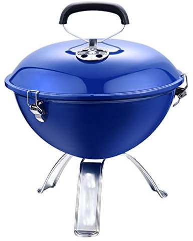 RYDZCLH Holzkohlegrill Mit Deckel, Kleiner Kugelgrill, Mini Picknick Grill, Emaillierter Campinggrill Für Garten, BBQ.,Blau