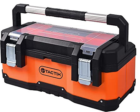 TACTIX Werkzeugkasten belastbar Metall Kunststoff Werkzeugkoffer Toolbox Leer