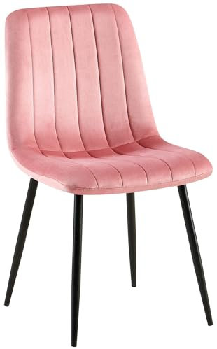 CLP Sedia Dijon In Velluto O Tessuto I Fodera Imbottita E Decorata Con Cuciture Ornamentali I Design Elegante E Moderno, Colore:rosa, Materiale:Velluto