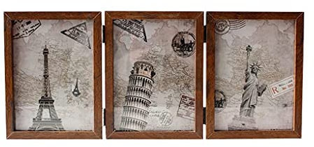 Chtom Photo Display aus Holz Bilderrahmen DREI Bilderrahmen Folding Triple- Bilderrahmen for Desktop Display Schlafzimmer Wohnkultur Tisch Display (Farbe: Braun, Modell: 6 inch)