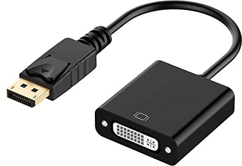 Tecbee Displayport >DVI Adapter DP Stecker >DVI-I Buchse Konverter Full HD 1080p HDTV ideal für PC, Fernseher, Monitor, Beamer, Projektor, Schwarz