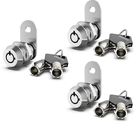 Hecfu 3 Pack Schrank Schlösser mit Schlüsseln, 5/8 Zoll Cam Lock gleich verschlüsselt, sichere Rv Schlösser für die Lagerung Tür Mailbox Werkzeugkasten Ersatz Schloss, Zinklegierung
