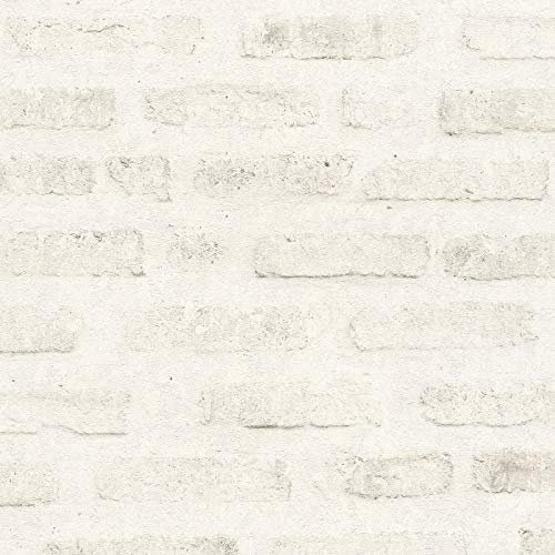 Papier peint brique blanche beige moderne | Tapisserie brique couleur claire salle de bain | Papier peint intissé couloir & chambre | Papier peint pas cher