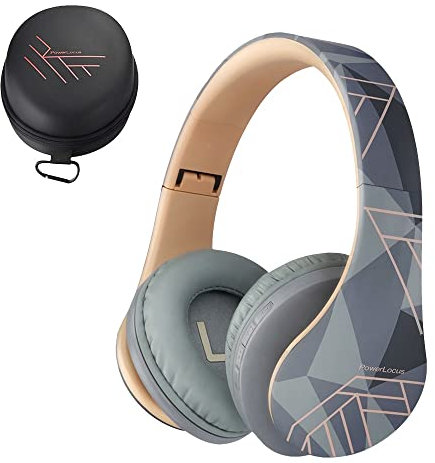 PowerLocus Bluetooth Headphones Over Ear, Wireless Headphones with Microphone, Foldable Headphone, Soft Memory Foam Earmuffs & Lightweight, Micro SD/TF, FM Radio for iPhone/Android/Tablet/PC/TV
