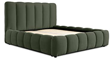 Siblo Bett - Modern Polsterbett 140x200 cm - Doppelbett mit Bettkasten und Lattenrost - Robust Bett mit Stauraum - Bettgestell aus Holz - Dallas Sammlung - Dunkelgrün
