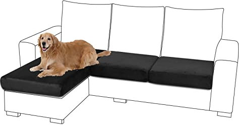 Rosnek Sofa Sitzkissenbezug Sofabezug, Samt Sofahusse Stretch Couchbezug,Sofa Cover Couch überzug für Sofa überzug L Form,Ecksofa,Sofa Sitzkissen 2-Sitzer,1 Stück,Schwarz