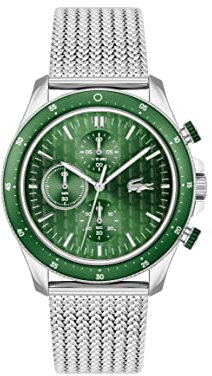 Lacoste Chronograph Quarz Uhr für Herren Kollektion NEO Heritage mit Silbernes Edelstahlarmband - 2011255