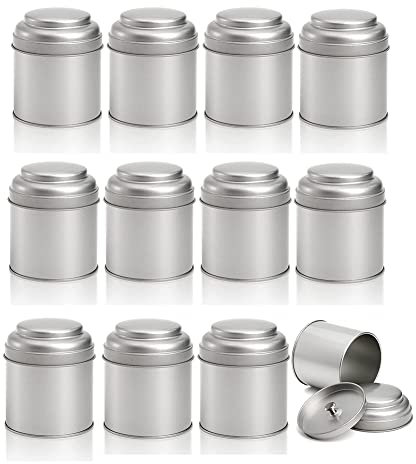 Povxlum Boîte à thé de 12 pièces avec Double Couvercle hermétique Boîte de Conserve Ronde de 8 oz Petite boîte à thé de Cuisine Feuilles Mobiles