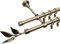 RENA Gardinenstange 19/19 mm Vorhangstange 2-läufig| Metall Elegante klassische Gardinenstange mit geräuscharmen Rollen | Inklusive Montagezubehörset | Antik Gold 300cm |Bawaro