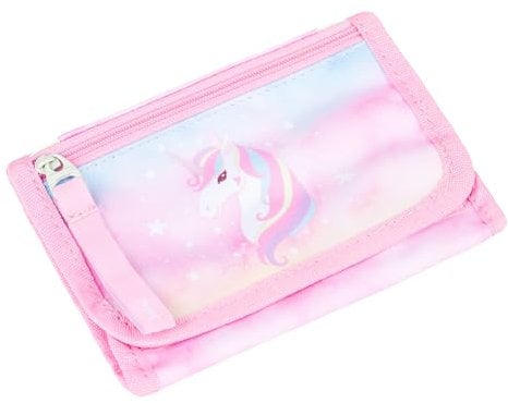 Baagl Brustbeutel Kinder - Geldbörse für Mädchen - Geldbeutel, Mini Portemonnaie, Kleingeld Münzbörse (Rainbow Unicorn)