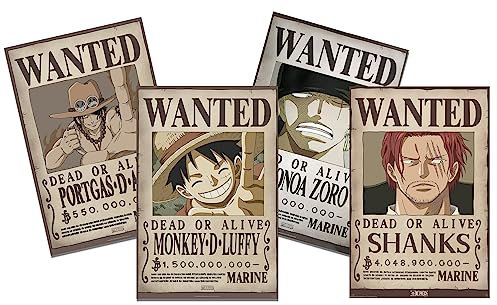 Close Up One Piece Poster 4-er Set Filmplakate Wanted (61cm x 91,5cm)