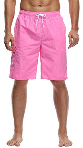 rtdgcv Short de bain cargo imperméable à séchage rapide pour homme avec poches en maille et poches militaires, Rose, XXXL