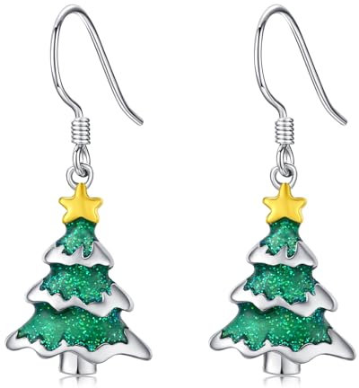 Ohrringe mit Weihnachtskatze/Schneemann/Weihnachtsmann/Zuckerstange/Rentier/Weihnachtsbaum/Schneeflocke, Sterlingsilber, Weihnachtsbügel, Hängeohrringe, Weihnachtsfeiertag, Schmuck, Geschenke für