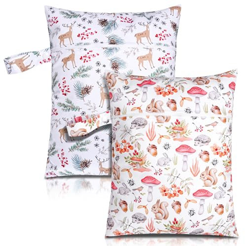 Halinuia 2 Stück Wetbag | Wiederverwendbar Wetbag Kindergarten | Nassbeutel Kindergarten | Windeltasche für Unterwegs | Wasserdicht Nasstasche für Reisen Fitnessstudio Schwimmbad Strand