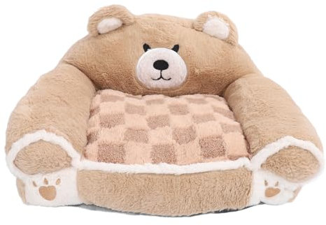 Haustier-Sofa, super weich und bequem, niedliches Bären-Design, waschbar, Hundesofa, Couch für den Innenbereich, kleine Katzen oder Hunde, zum Schlafen (Braunbär)
