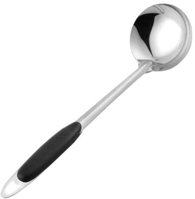 PRETYZOOM Cucharas de sopa Cuchara de cocina de metal Cucharón de salsa Cucharón de acero inoxidable Espesar Cucharón de cocina de salsa Cucharón de cocina Mango largo Cuchara gruesa Olla caliente