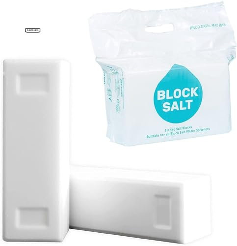 Block Salt for Water Softeners, Original Pure Grade A Food Quality Salt - 2 Bags, (Each Bag Contains 2 Salt Blocks) Total 8kg