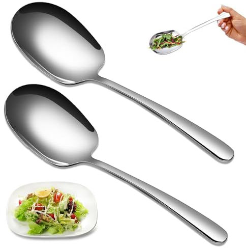 Langen Griffen Servierlöffel aus Edelstahl, 2 Stück 25 cm Groß Kochlöffel Vorlegelöffel Servierlöffel, Salatbesteck Buffet Esslöffel für Bankett Buffet Restaurant, Vorlegebesteck