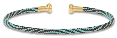 Made by Nami Surfer Armband Damen & Herren • Armreif Handgemacht aus Edelstahl geflochten • Maritimes Armband • Wasserfest & Verstellbar (Schwarz-Türkis Gold)