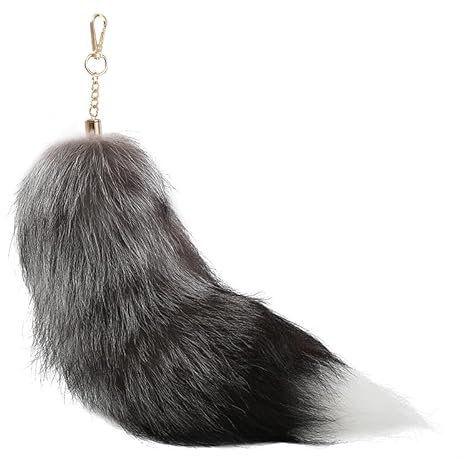 Goiern Fuchsschwanz Anhänger etwa 40CM Fell Schwanz Keychain Extra Groß Schlüsselring Tasche Zusätze Auto Schlüsselketten Anhänger Weich Flaumig Handtasche Dekoration