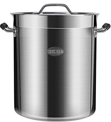 Olla grande para caldo Olla para caldo de acero inoxidable, con tapa, cacerolas antiadherentes, olla para sopa, cacerola, apta para todas las estufas, 25 cm (12,3 L) (color: plateado, tamaño