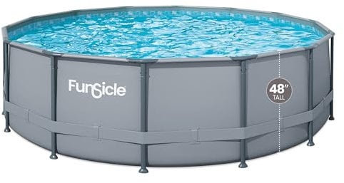 FUNSICLE Piscine Tubulaire Ronde Gris uni Ø4,57m x h1,22m Gris uni Gris uni