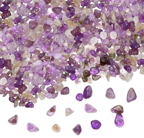 400 Pezzi Perline di Pietre Preziose Chip Viola 5-8mm, Perline Pietra Chip Vere per Gioielli Irregolari, Pietra Naturale Chip Piccole con Fori per Gioielli Fai da Te