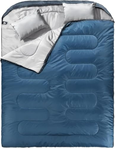 MEREZA Schlafsäcke XL für Herren, Doppelschlafsack, Erwachsenenschlafsack, breiter Schlafsack für Camping, große und große Schlafsäcke, für 2 Personen, King-Size-Größe, warmes kaltes Wetter