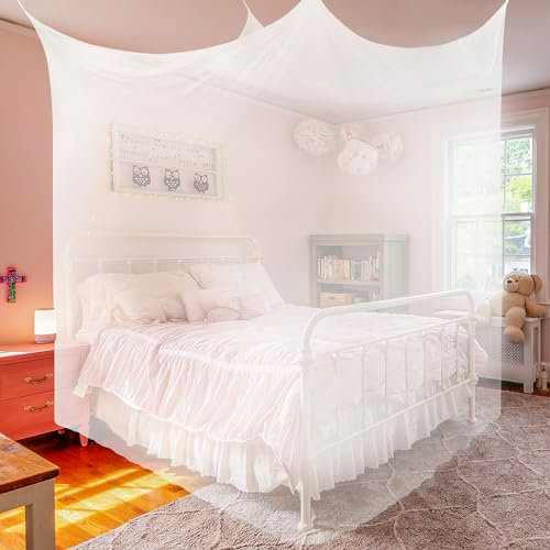 SESAMIS Moskitonetz Doppelbett (180 x 190 x 200 cm) - Verbessern Sie Ihr Schlafgefühl mit einem Moskitonetz Baldachin für Queen-Size Betten, Kinderbett und Erwachsenenbetten. (Quadrat ohne Tür)