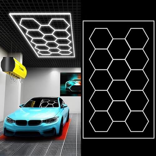 Sedtonmu Hexagon LED Garage Light, 6500K Sechseck Led Autogaragenlicht for Garage, Werkstatt, Lager, Keller, Fitnessstudio etc.,6000k,1