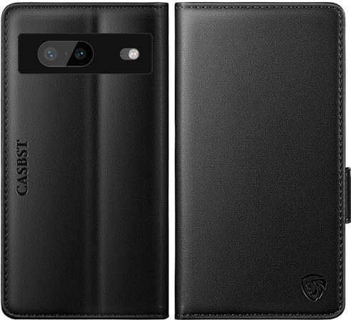 CASBST for Google Pixel 7 Case, Kickstand Flip Leather Wallet Book Case with Card Slots Shockproof Magnetic Closure Protective Phone Case Cover Compatible with Google Pixel 7 - Black