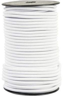 Corde Elastique Tendeur Élastique Noir 2mm 30m, Sandow Elastique pour Tendeur Bache, Bagages, Camping, Kayak, Lacets De Chaussures, Projets De Bricolage (Blanc, 6MM X 30M)