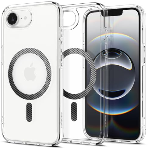 Spigen Ultra Hybrid MagFit Case for iPhone 17e / 16e - Clear Carbon Fiber | MagSafe Compatible, Anti-Yellowing Crystal Clarity, Patented Air Cushion, MIL-STD-810H Military-Grade Drop Protection