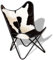 Xichuzi Butterfly-Sessel Schwarz und Weiß Echtes Kuhfell, Butterfly Chair, Relaxstuhl, Armlehnensessel, Clubsesse243729