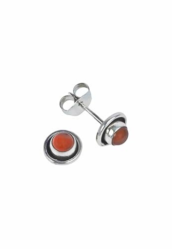 Ohrstecker 925 Silber Karneol orange roter Stein Edelstein Ohrringe echt Silber Damen Sterling Silber Stecker Geschenk (MOS-106-16)