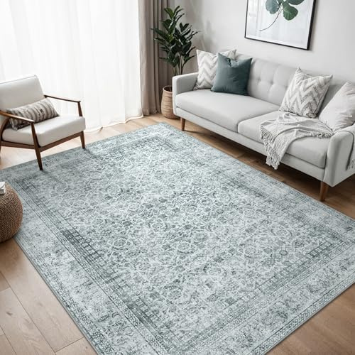 BEIMO Vintage Waschbarer Teppich Wohnzimmer, 160x230cm | Boho Orientalisch, Großer Weicher Kurzflor Carpet mit Rutschfester für Küche und Bettvorleger Schlafzimmer