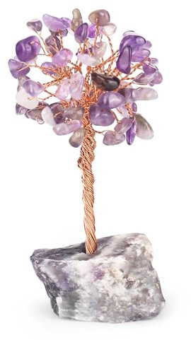 elthmpr Albero di cristallo di ametista – pietre chakra albero di cristallo cristallo albero della vita decorazione Feng Shui decorazione albero della vita regalo spirituale esoterico decorazione