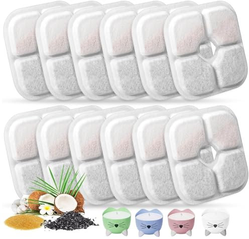 Katzenbrunnen Filter, 15 Stück Cat It Trinkbrunnen Ersatzfilter 3L Für Katzen Und Hunde Katzenbrunnen Dreifaches Filtersystem, Ersatzfilter Katzen mit Harz und Aktivkohle