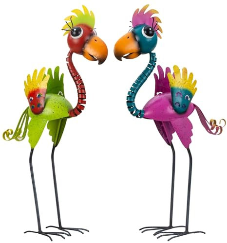 Geschenkestadl 2 Stück Vogel Figuren abstrakt bunt groß 64cm Dekoration Haus Garten Gartendeko