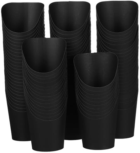 BESTOYARD Black 100pcs French Fry Holders Charcuterie Cups Disposable Paper Snack Cups Popcorn Box Treats