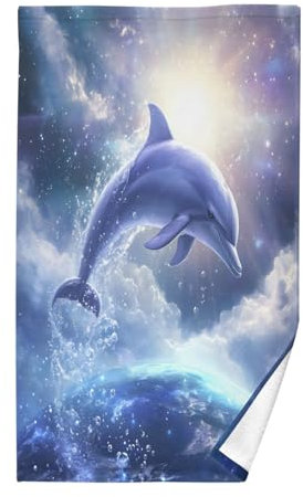 RPLIFE Delphin Springende Badetücher für Badezimmer, 71,1 x 40,6 cm, weiche, saugfähige Handtücher für Gesicht