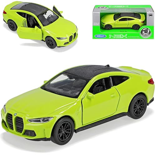 Welly B*M*W 4er G22 M4 Coupe Grün Gelb Ab 2020 ca 1/43 1/36-1/46 Modell Auto mit individiuellem Wunschkennzeichen