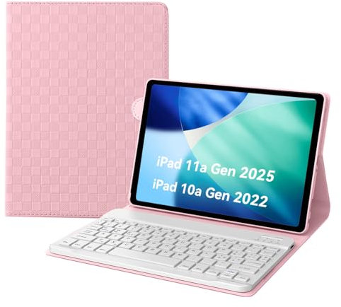 Custodia con Tastiera iPad 11 Generazione A16 2025, Slim Cover con Bluetooth Italiano QWERTY Tastiera per iPad 10 Generazione 10.9” 2022 (rosa)