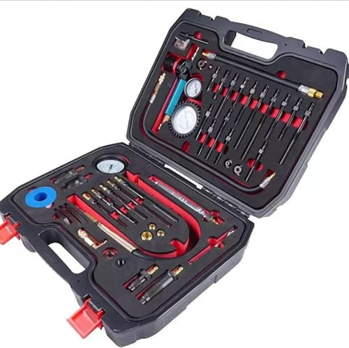 D-Lumina 46-Teiliger Professioneller Kompressionstester, Diesel-Benzin-Kompressionstester, Druckverlusttester für Die Meisten Auto-, LKW-, Bus-, Landwirtschafts- und Schiffsmotoren