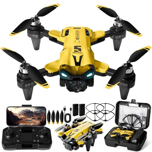 NXPZ Drohne mit Kamera 4K, Bürstenloser Motor, 5G Bildübertragung, Start/Landung mit einer Taste, 3D Flip, Kopflos Modus, 360°Flip, Faltbar, 2 * 20min Akkus, Geschenk Für Kinder Oder Anfänger
