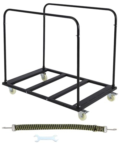 Folding Table Cart, 1800 LBS Heavy Duty Table Trolley with 5 Swivel Wheels, Desk Trolley for Garage, Home, Warehouse, Party Event Hotel Furniture 10 Table Capacity