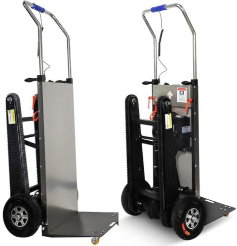 Carretilla De Mano EléCtrica,Carretilla para Subir Escaleras con Carga De 400 Kg Que Ahorra Mano De Obra con Mango TelescóPico Motor Sin Escobillas De 1200 W,07